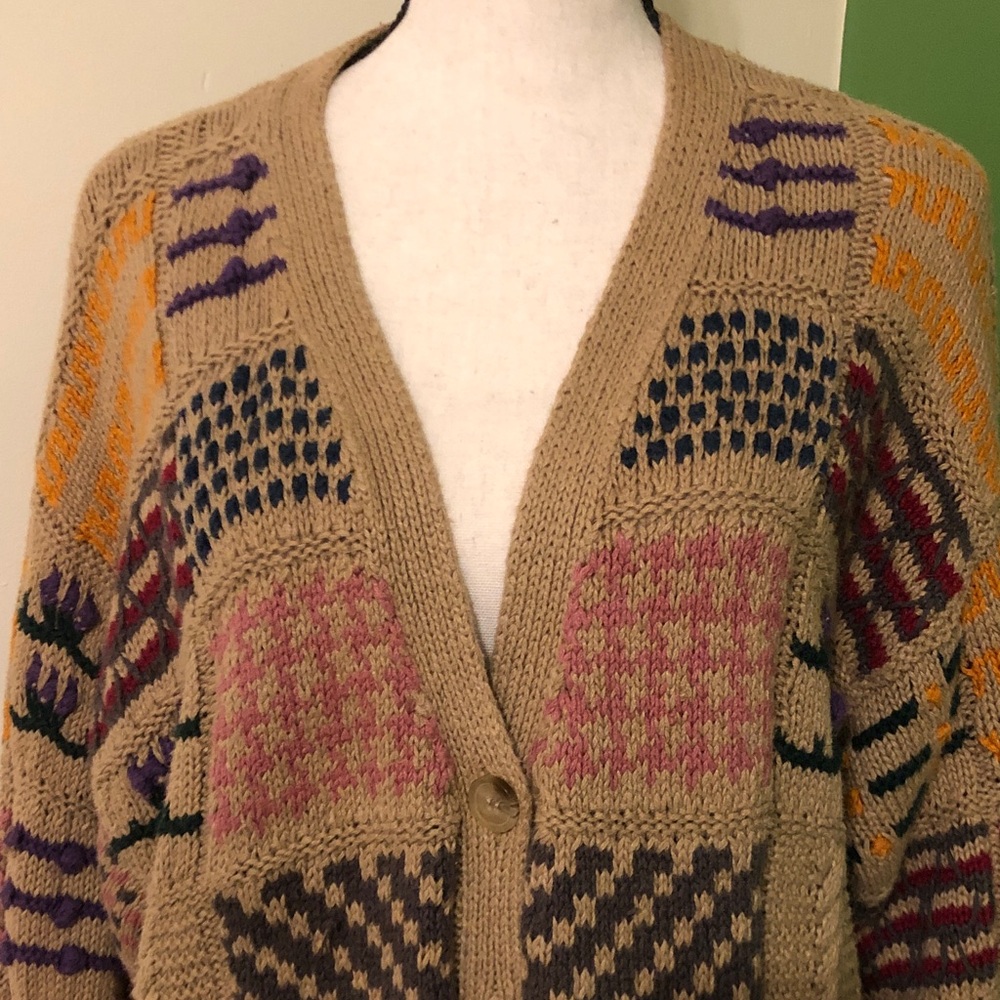 Express Patchwork Cardigan Sweater - image 2